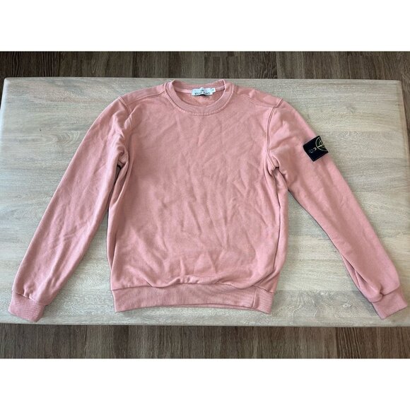 Stone Island Coral Pink Aplique Crewneck Sweatshirt Size Medium - Picture 1 of 8